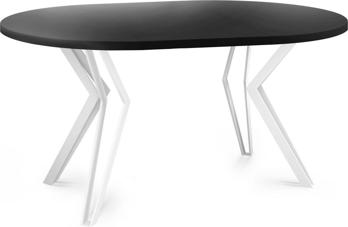 ESSTISCH Austin runder ausziehbarer, Schwarz 120-200/100/76 cm - Schwarz/Weiß, Holzwerkstoff/Metall (120/200/76cm) - WFL GROUP
