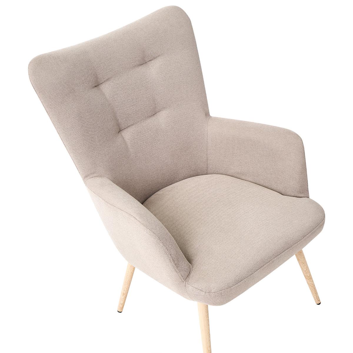 SESSEL Beige mit Hocker Vejle - Hellbraun/Beige, Textil (81/100/78cm) - Beliani