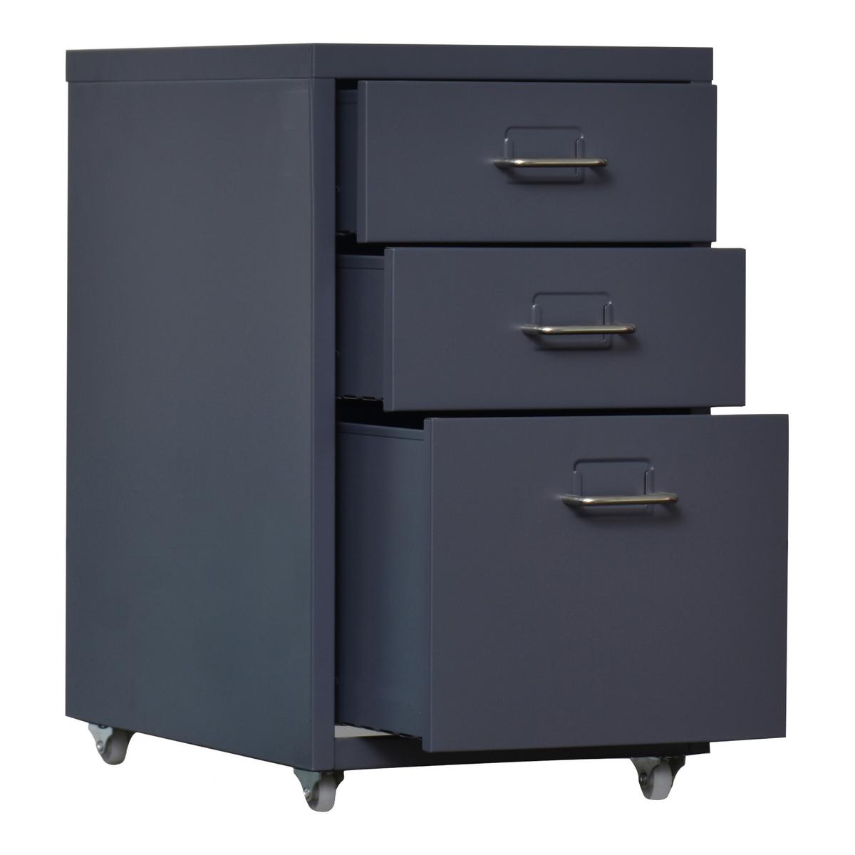 ROLLCONTAINER Kökar - Grau, Metall (28/48/41cm) - [en.casa]