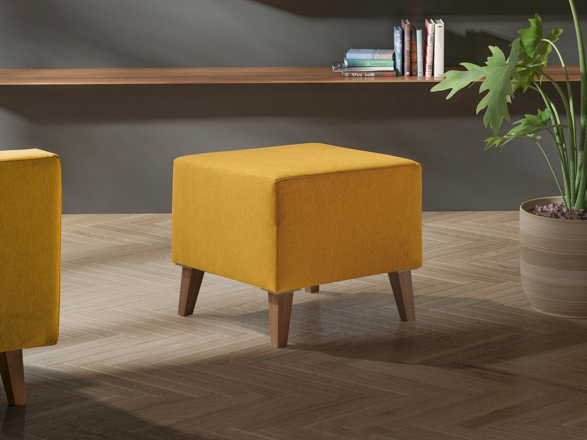 POLSTERHOCKER Oviedo - Gelb, Holz/Kunststoff (51/45/51cm) - MIRJAN24