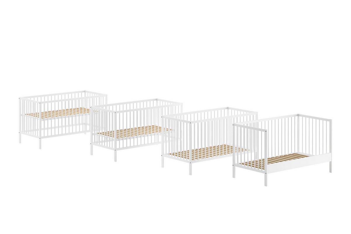 BABYBETT Kara-lynn 144x84x76 aus Massivholz in Buche Weiß - Weiß, Holz (70/140cm) - 58aufmkessel