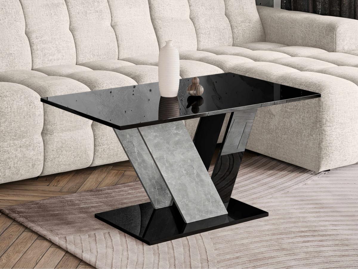 COUCHTISCH Dubai - Schwarz Hochglanz/Grau, Holzwerkstoff (60/100/55cm) - MIRJAN24