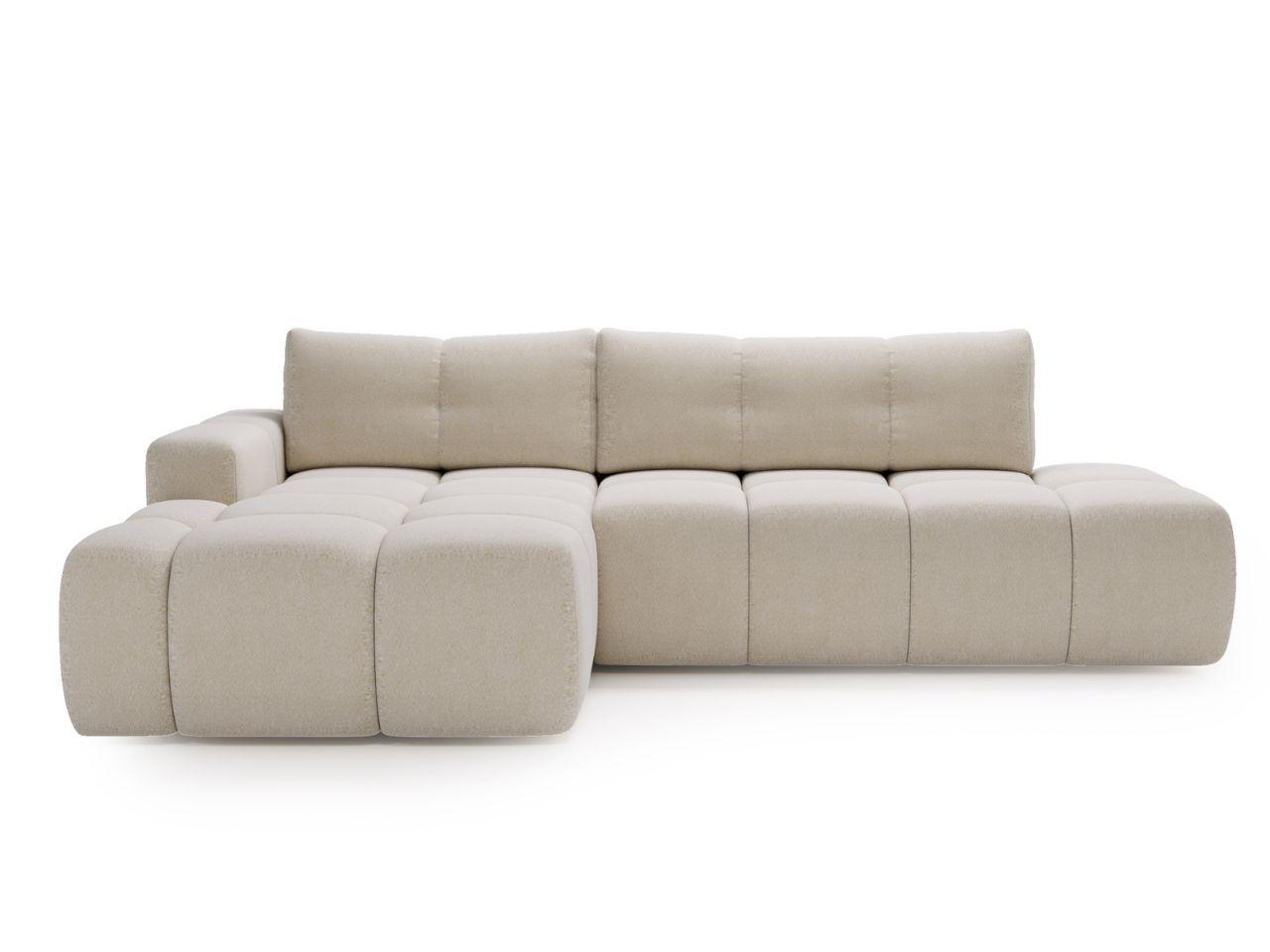 ECKSOFA Montero Bouclé-Stoff Creme Rechts - Creme, Holz/Textil (280/177cm) - Graingold