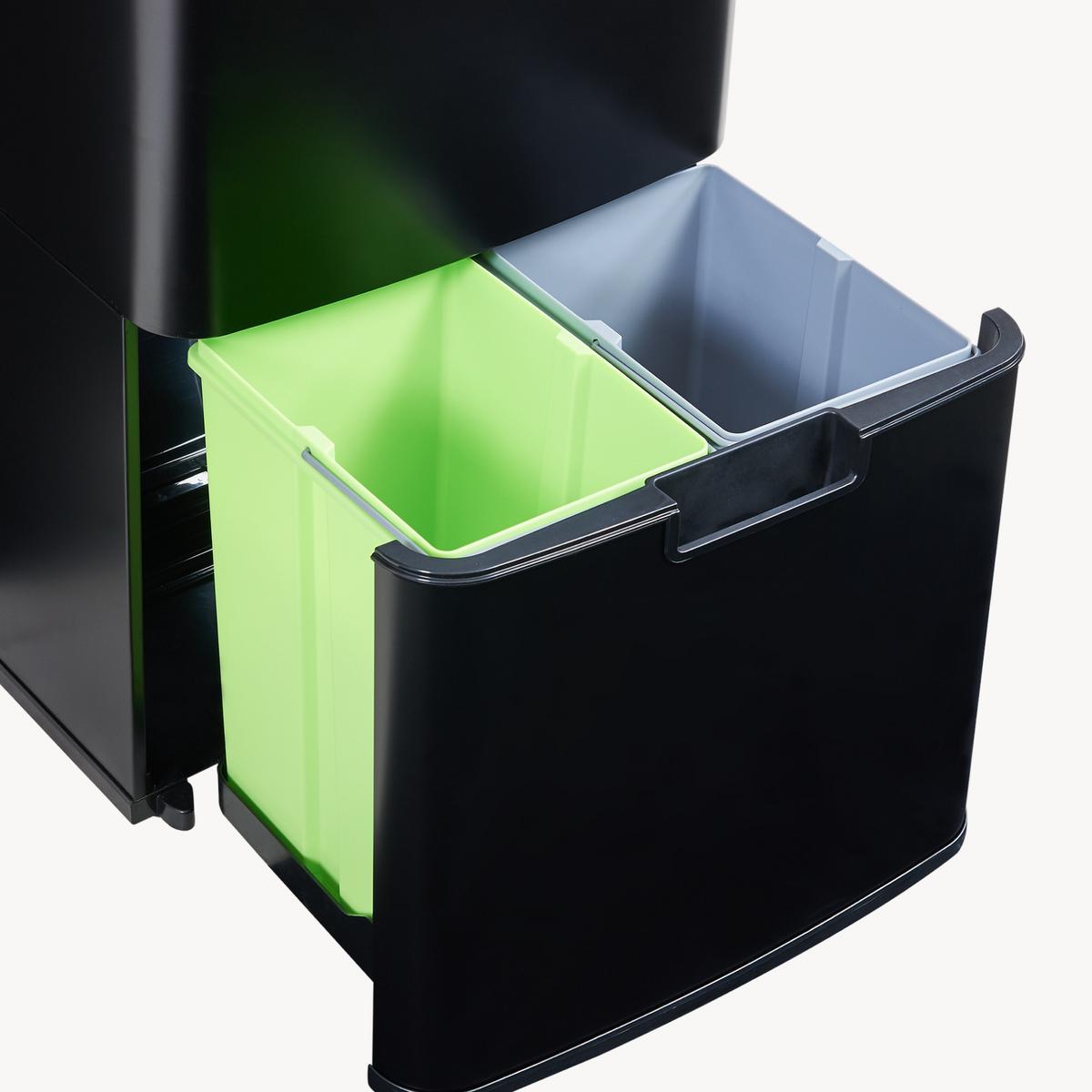 SENSOR MÜLLEIMER Venna - Schwarz, Kunststoff/Metall (31.5/82.5/42cm) - [en.casa]