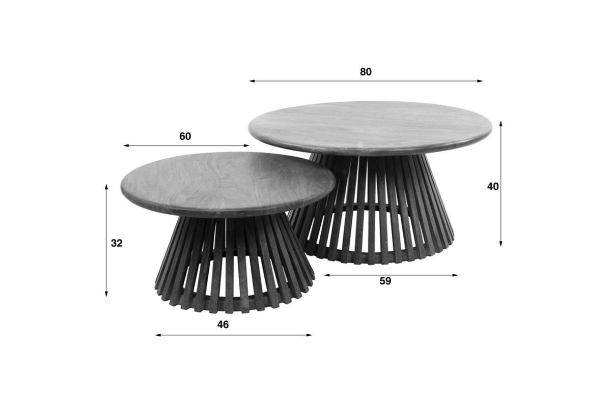 COUCHTISCH LANI 2ER SET Braun Mango - Braun, Mangoholz/Holz (80/80/40cm) - KAWOLA