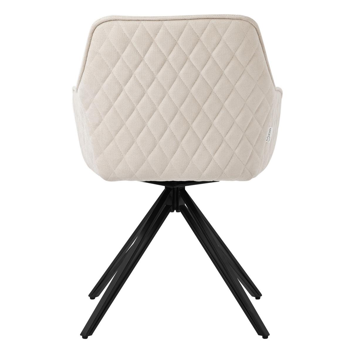 ESSZIMMERSTUHL 4er Set drehbar Creme Webstoff - Beige/Schwarz, Textil/Metall (61/84.5/57cm) - ML-DESIGN