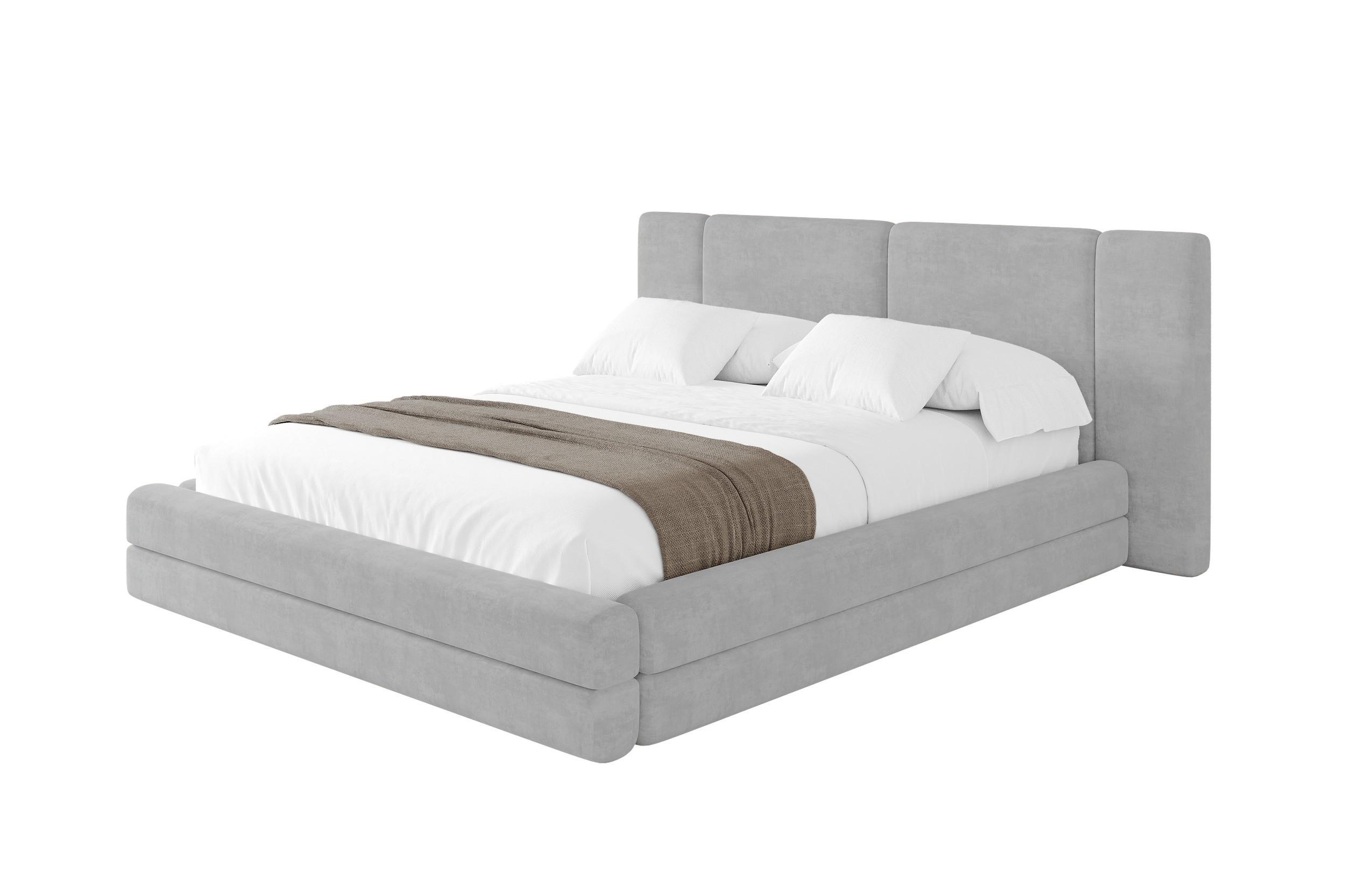 POLSTERBETT mit Bettkasten und Lattenrost, Boxbett ohne Matratze - TEVO 120x200 Grau - Hellgrau, Holzwerkstoff/Textil (120/200cm) - ALTDECOR