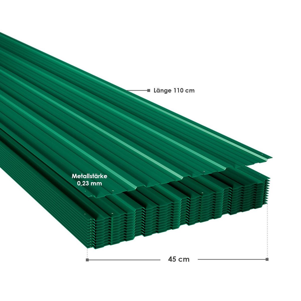 PROFILBLECH Grün 110x45 cm 14er-Set - Grün, Metall (45/110cm) - Juskys