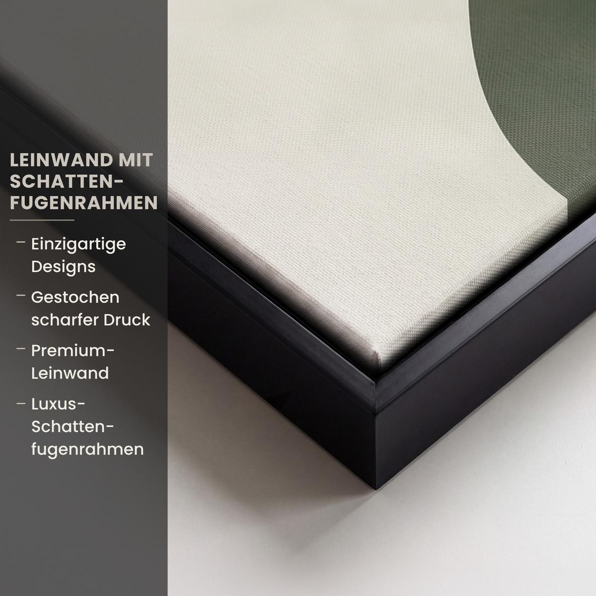 LEINWAND Bilder mit Rahmen - Japandi - Grün - Abstrakt - Modern - 40x30 - Salbeigrün, Textil (40/30cm) - MuchoWow
