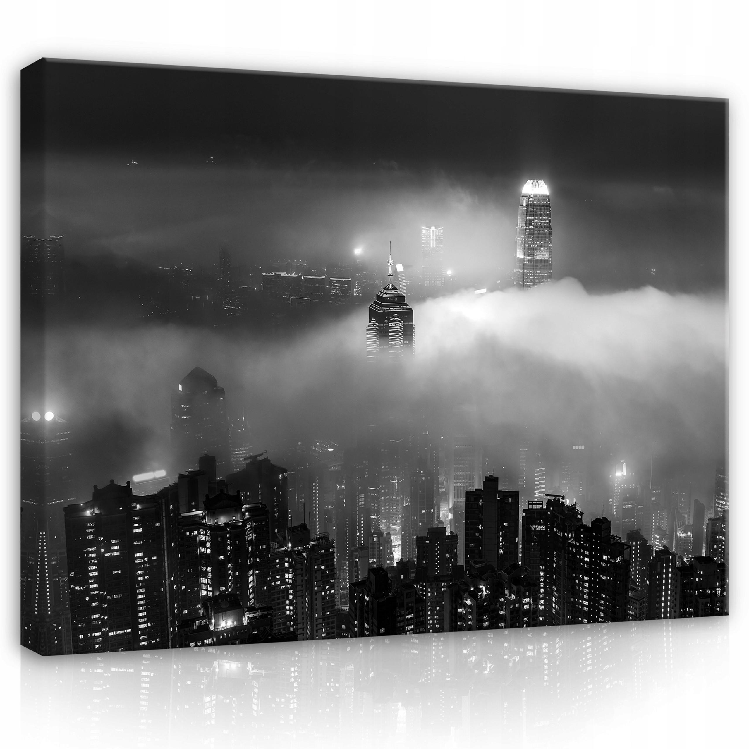LEINWANDBILDER Stadt bei Nacht 100x70 - Multicolor, Holzwerkstoff (100/70cm) - Wallarena