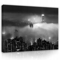LEINWANDBILDER Stadt bei Nacht 100x70 - Multicolor, Holzwerkstoff (100/70cm) - Wallarena