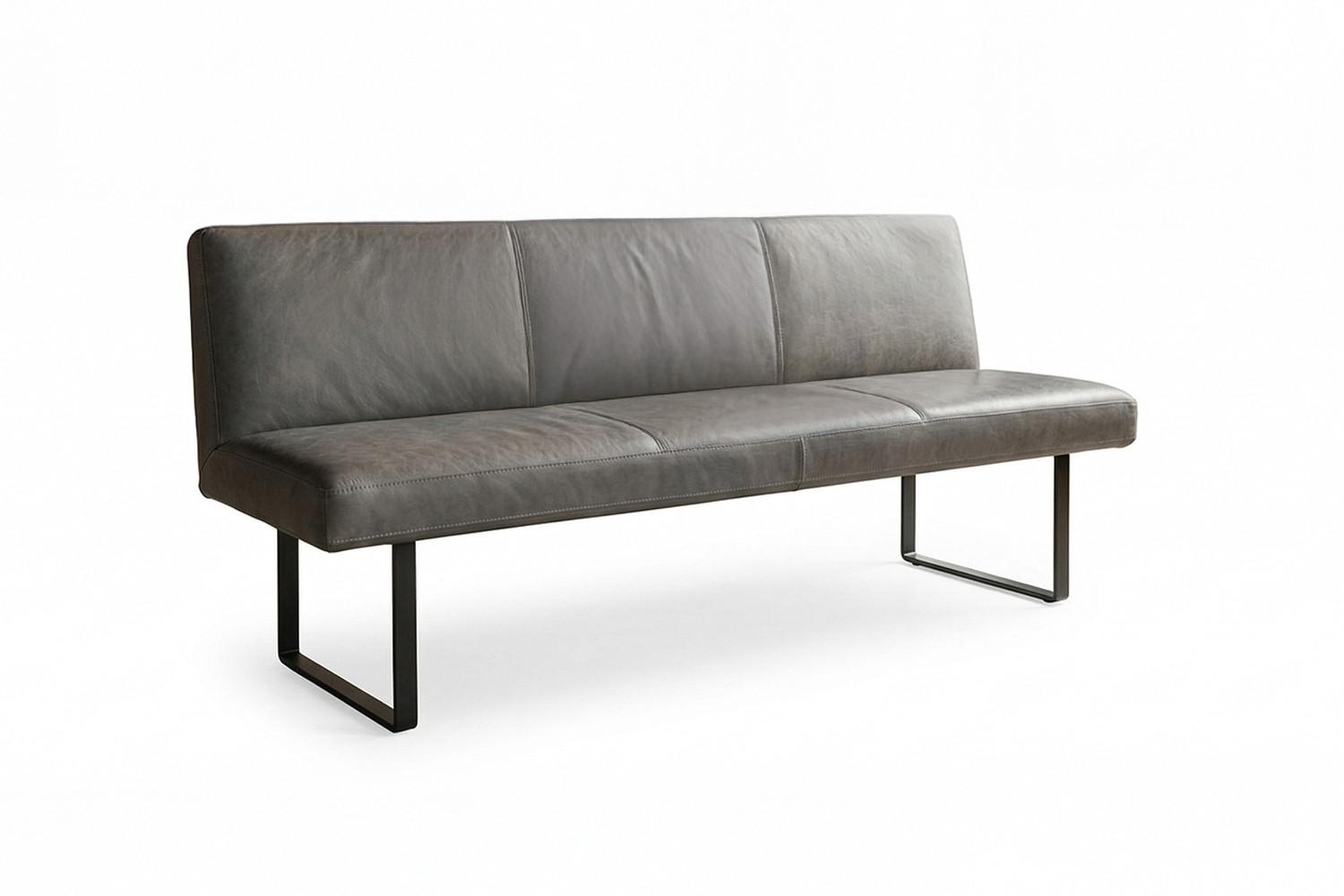 ESSZIMMERBANK ELEEN Anthrazit Leder - Anthrazit, Leder (223/85/69cm) - KAWOLA