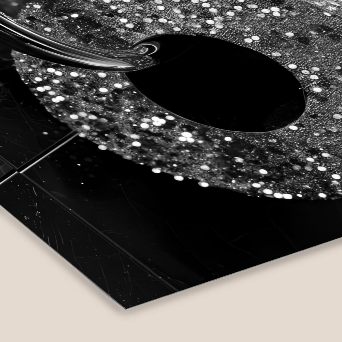 POSTER MIT RAHMENGERAHMTES BILD WC - Toilettenpapier - Schwarz und weiß - Glitter 120x80 cm - Silberfarben, Papier (120/80cm) - MuchoWow