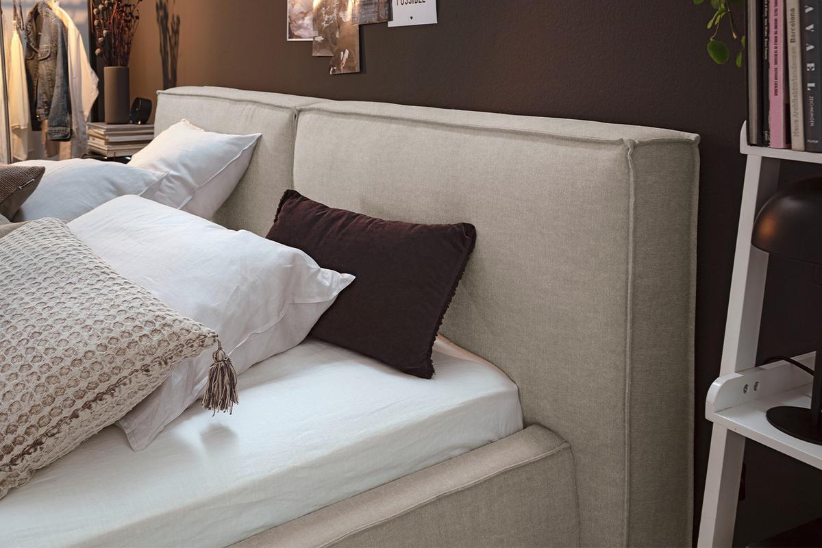 POLSTERBETT CARLO Taupe Flachgewebe - Taupe, Textil (160/200cm) - KAWOLA