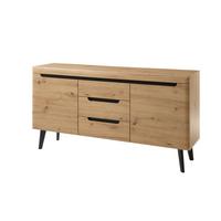 SIDEBOARD Artisan Eiche schwarz, Kommode skandinavisch, 160 x 83 cm - Schwarz/Eiche Artisan, Holzwerkstoff (160/83/40cm) - Furn.Design