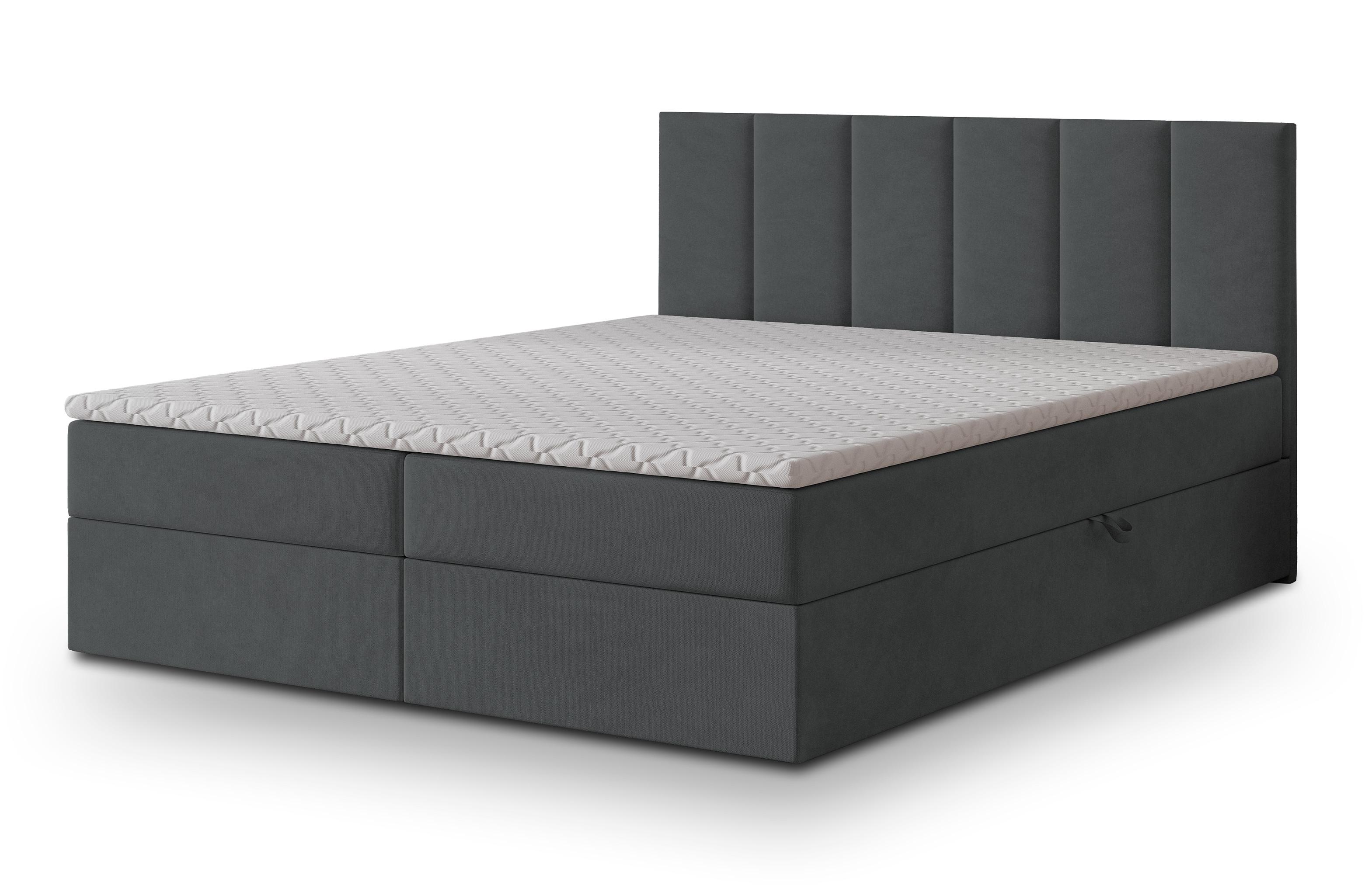 BOXBETT MERIL 160x200 cm mit Matratze und Topper - Graphitfarben - Graphitfarben, Holz (160/200cm) - MASSENO