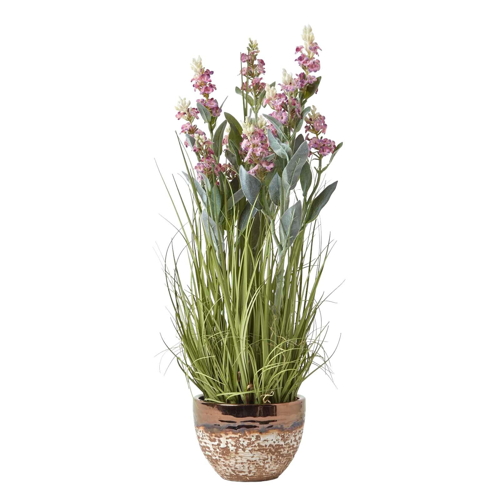 KUNSTPFLANZE Lavendel rosa im Deko-Topf, 66 cm - Rosa, Kunststoff (66cm) - Homescapes