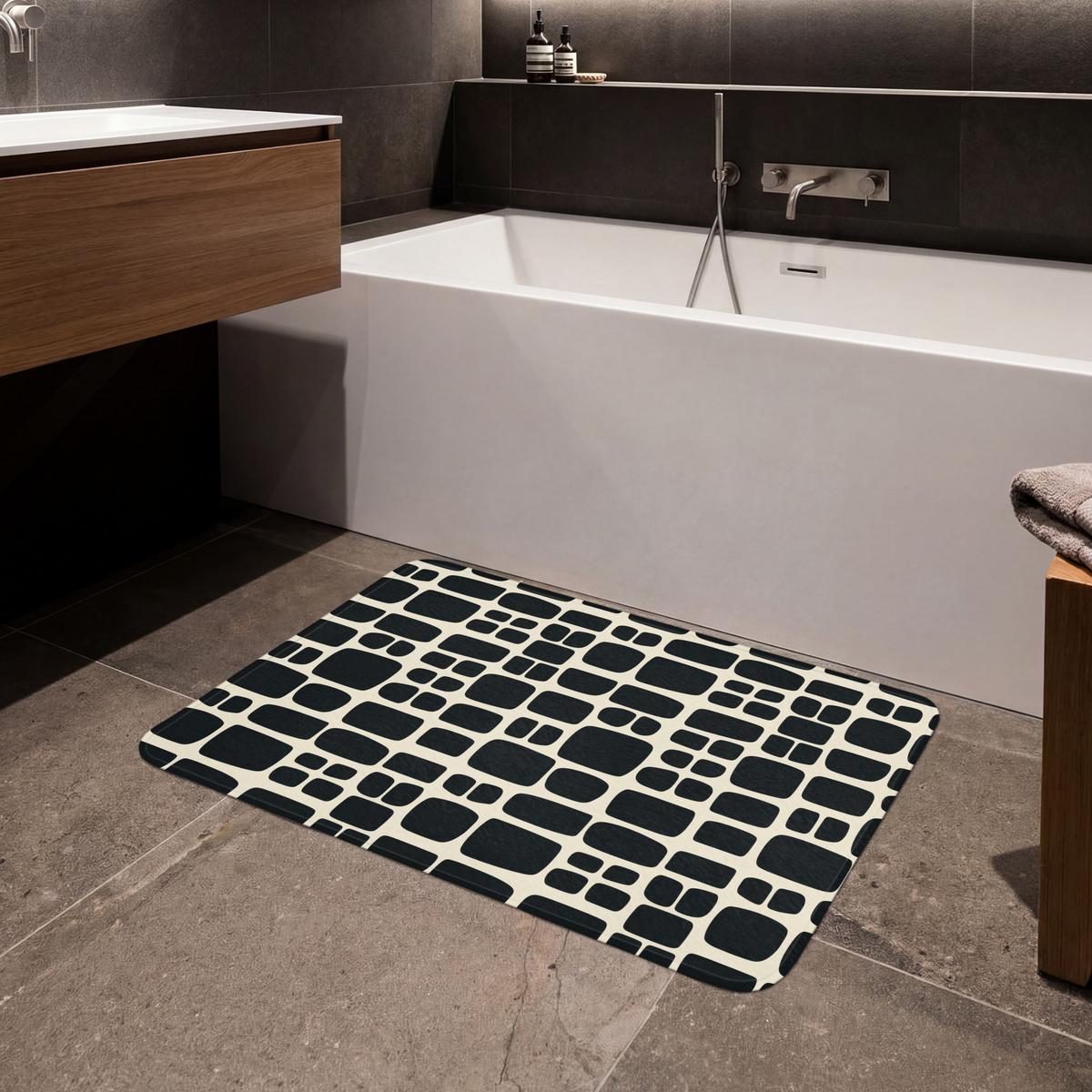 BADEMATTE Modern - Bio - Schwarz 90x60 cm - Anthrazit, Textil (90/60cm) - OnlyWow