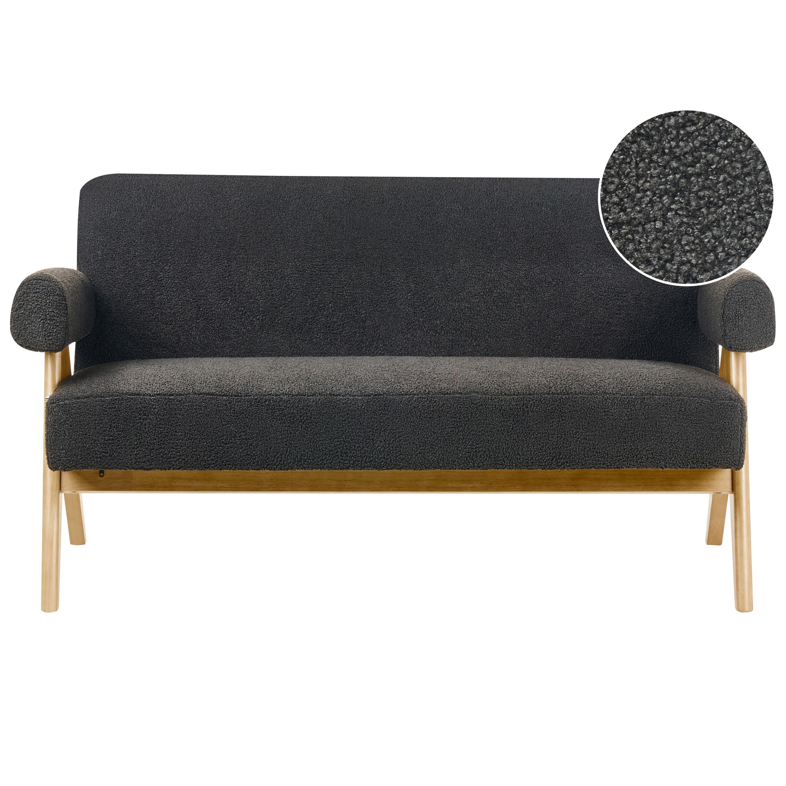 2-SITZER-SOFA Bouclé Schwarz/Hellbraun Tamre - Schwarz, Textil (148/79/78cm) - Beliani