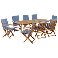 GARTENMÖBEL-SET 8-Sitzer Blau Akazienholz Maui Premium - Braun, Holz - Beliani