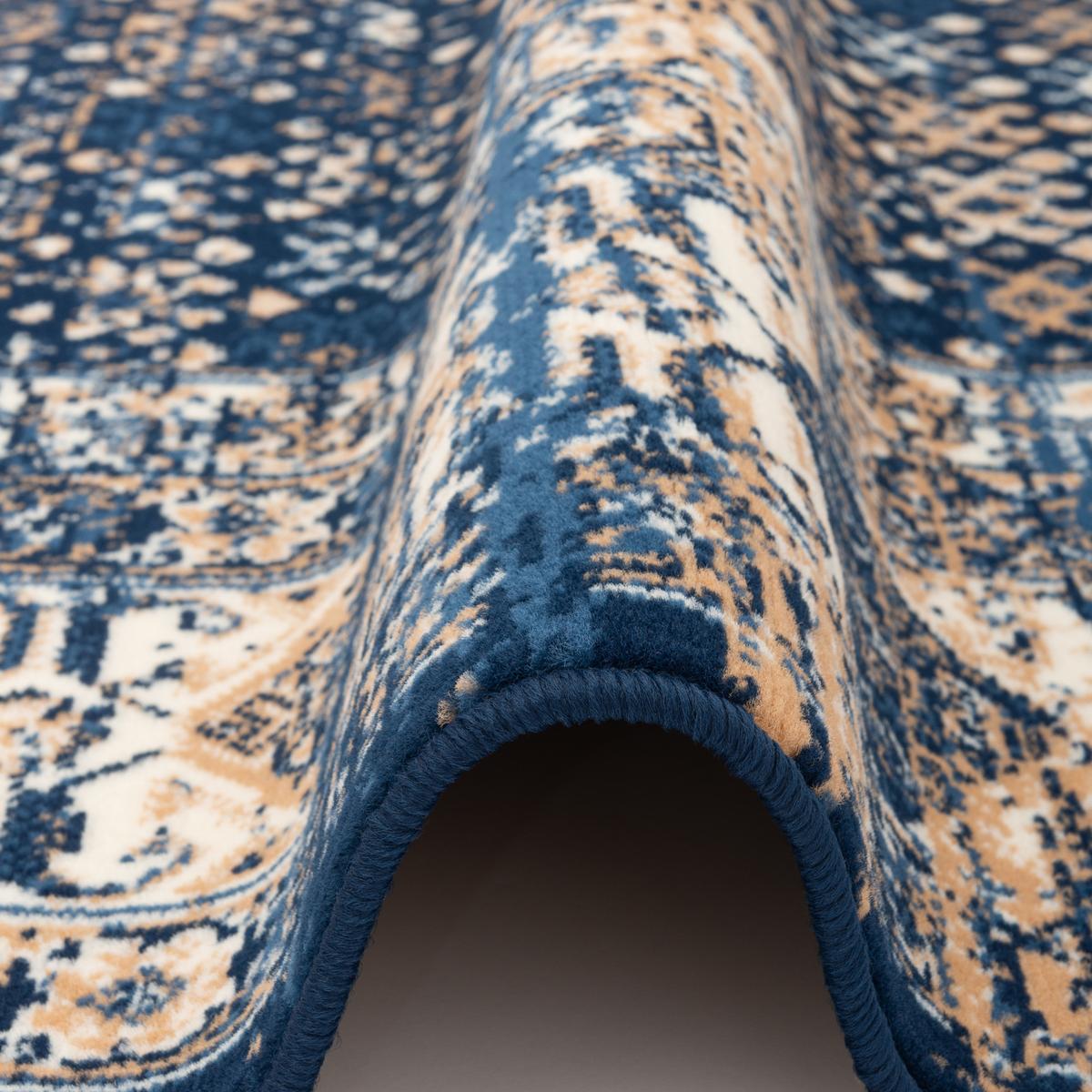 DESIGNER TEPPICH POP-VINTAGE ORIENT BORDÜRE - Blau, Textil (140/200cm) - Pergamon