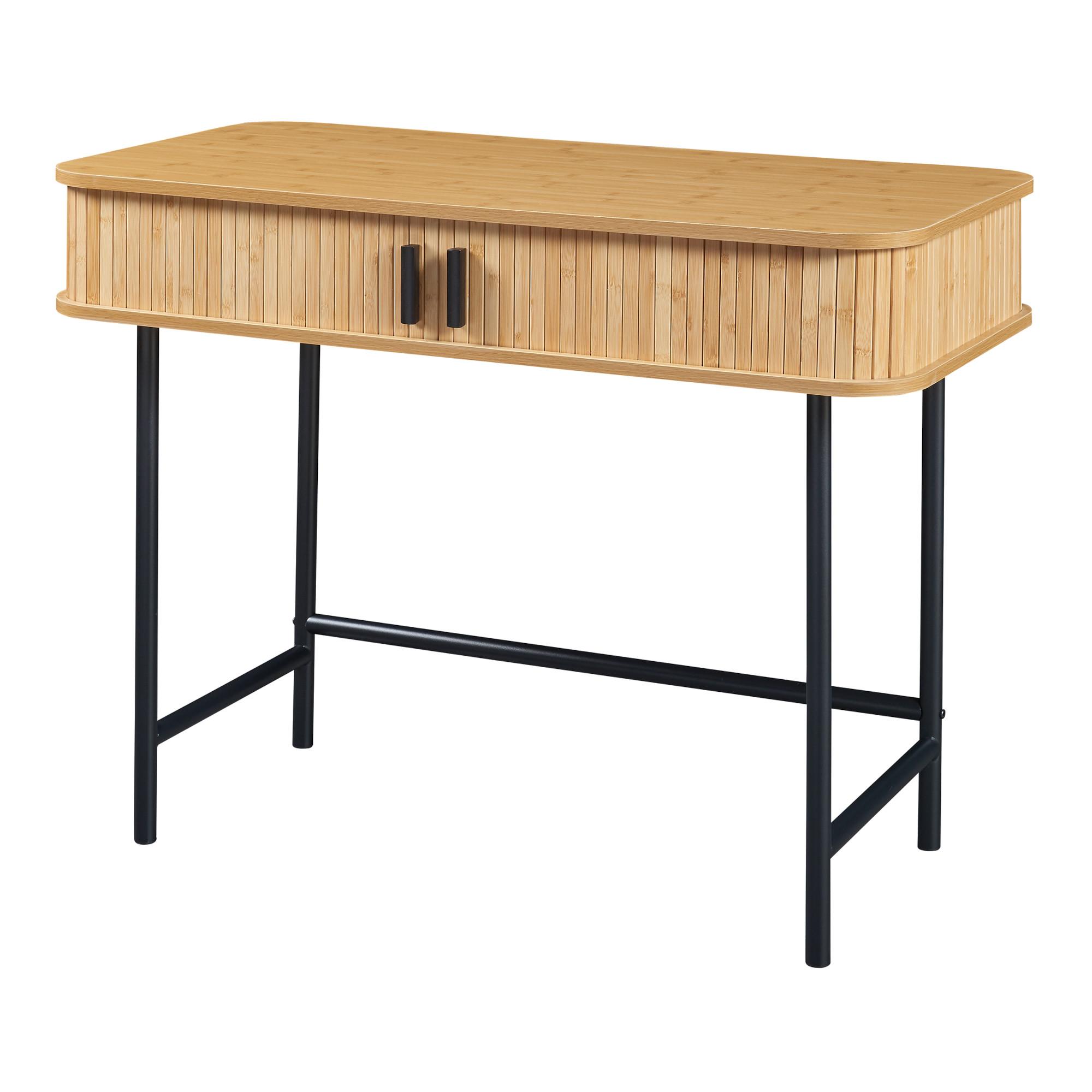 KONSOLENTISCH Tvedestrand - Schwarz/Naturfarben, Holzwerkstoff/Metall (50/100/76cm) - [en.casa]