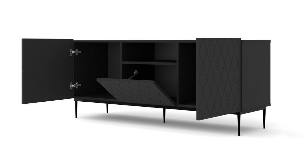 TV LOWBOARD Schwarz, Schwarz 145/60/40 - Anthrazit/Schwarz, Holzwerkstoff (145/60/40cm) - RAUMHIRSCH FURNITURE