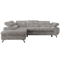 ECKSOFA PABLO L Hellgrau Cord - Links Seite - Hellgrau/Schwarz, Textil/Metall (208/273cm) - MKS