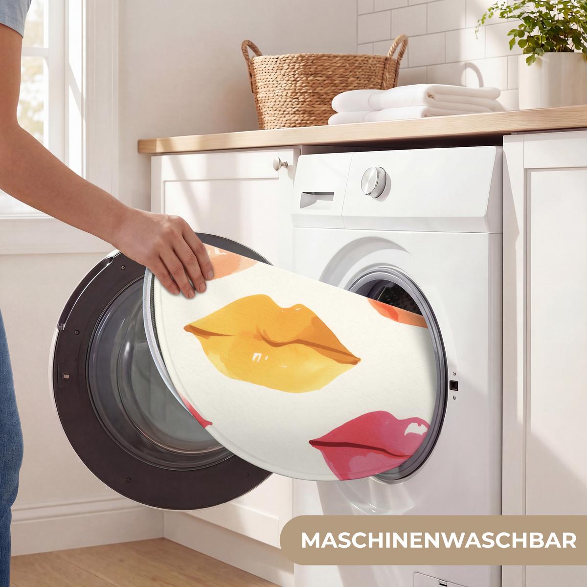WC-VORLEGER Lippen - Bunt - Glänzend Toilettenteppich 70x70 cm - Rosa, Textil (70/1cm) - OnlyWow