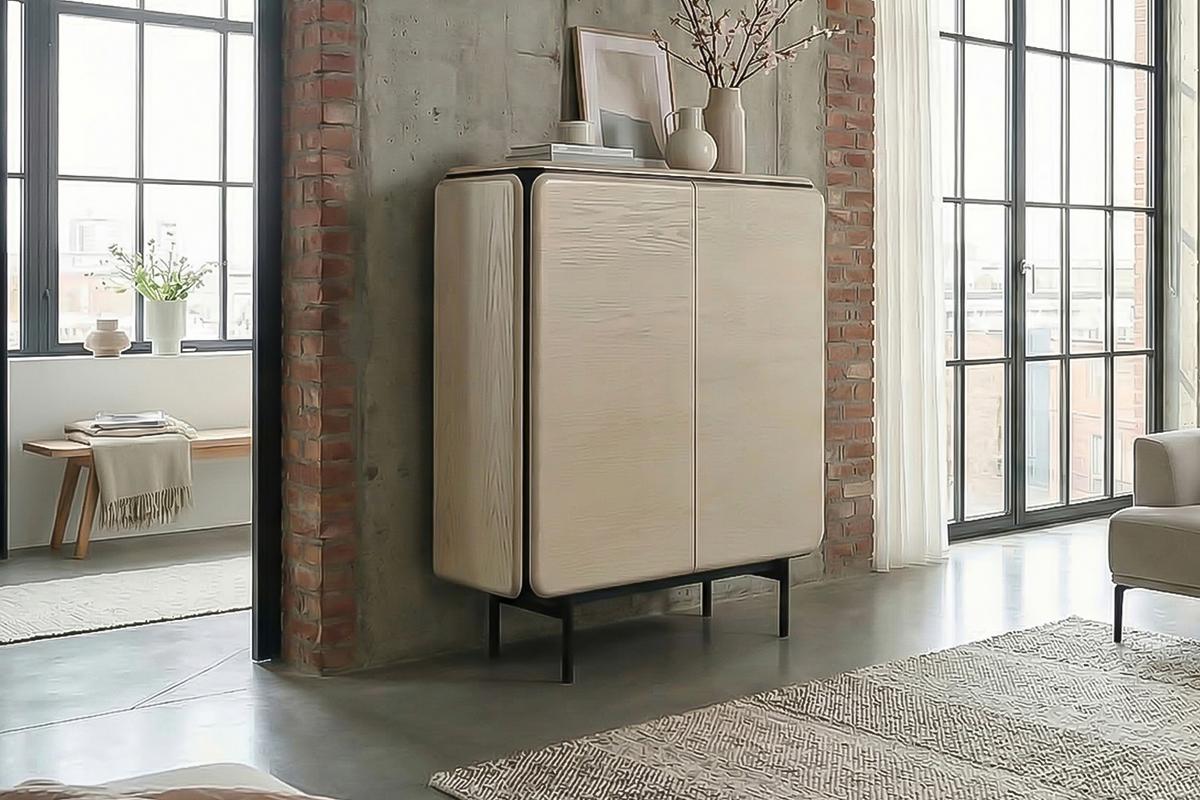 HIGHBOARD AVRIL Grau Eiche - Schwarz/Grau, Holzwerkstoff/Metall (100/121/40cm) - KAWOLA