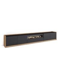 LOWBOARD, Schwarz Eiche, Elektrokamin, 310/37/50cm - Schwarz, Holzwerkstoff (310/50/37cm) - Skraut Home