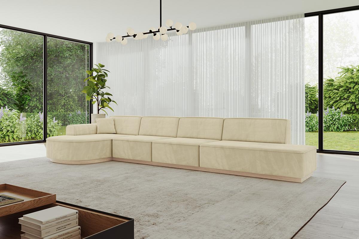 ECKSOFA Ottomane Links ARRIO-L3 - 413x171x83 cm Beige - Beige, Holzwerkstoff/Textil (413/171cm) - ALTDECOR