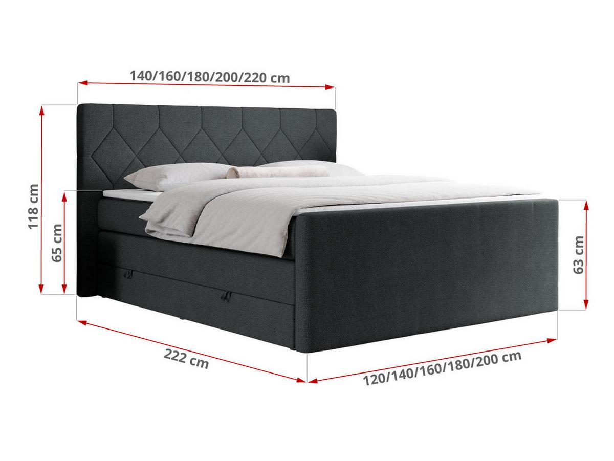 BOXSPRINGBETT KING EIGAR 120/200 Dunkelgrau Struktur - H3 - Dunkelgrau, Holz/Textil (120/200cm) - MKS