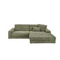 ECKSOFA LANA SOFA Grün Cord - Schwarz/Olivgrün, Textil (296/205cm) - KAWOLA