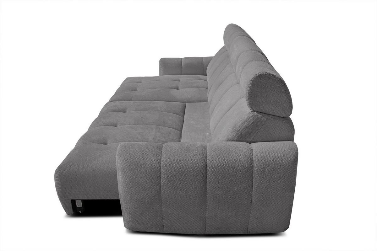 ECKSOFA KIMI 3-Sitzer, ausziehbarer Sitz, verstellbare Kopfstützen, grau - Schwarz/Grau, Holzwerkstoff/Textil (270/160cm) - Wozimo