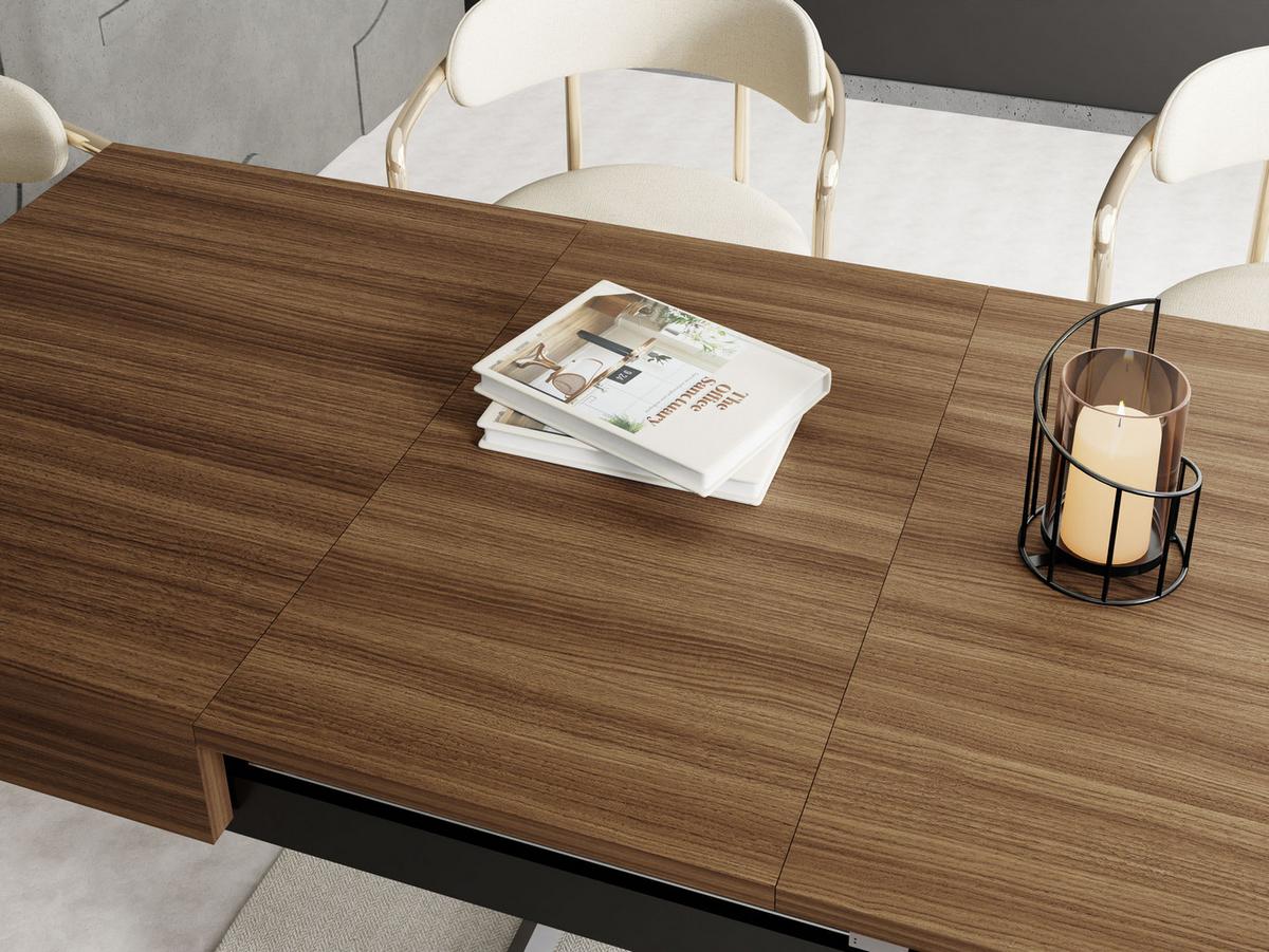 COUCHTISCH Cavetta U höhenverstellbar ausziehbar, Walnuss Braun 120-200/80/27-76 cm - Walnussfarben/Schwarz, Holzwerkstoff/Metall (80/200/76cm) - WFL GROUP