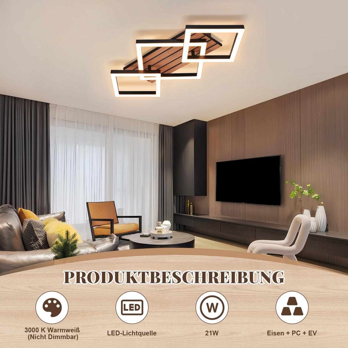 LED DECKENLEUCHTE Daxenli 58/31/8 cm - Schwarz, Kunststoff/Metall (58/31/8cm) - ZMH