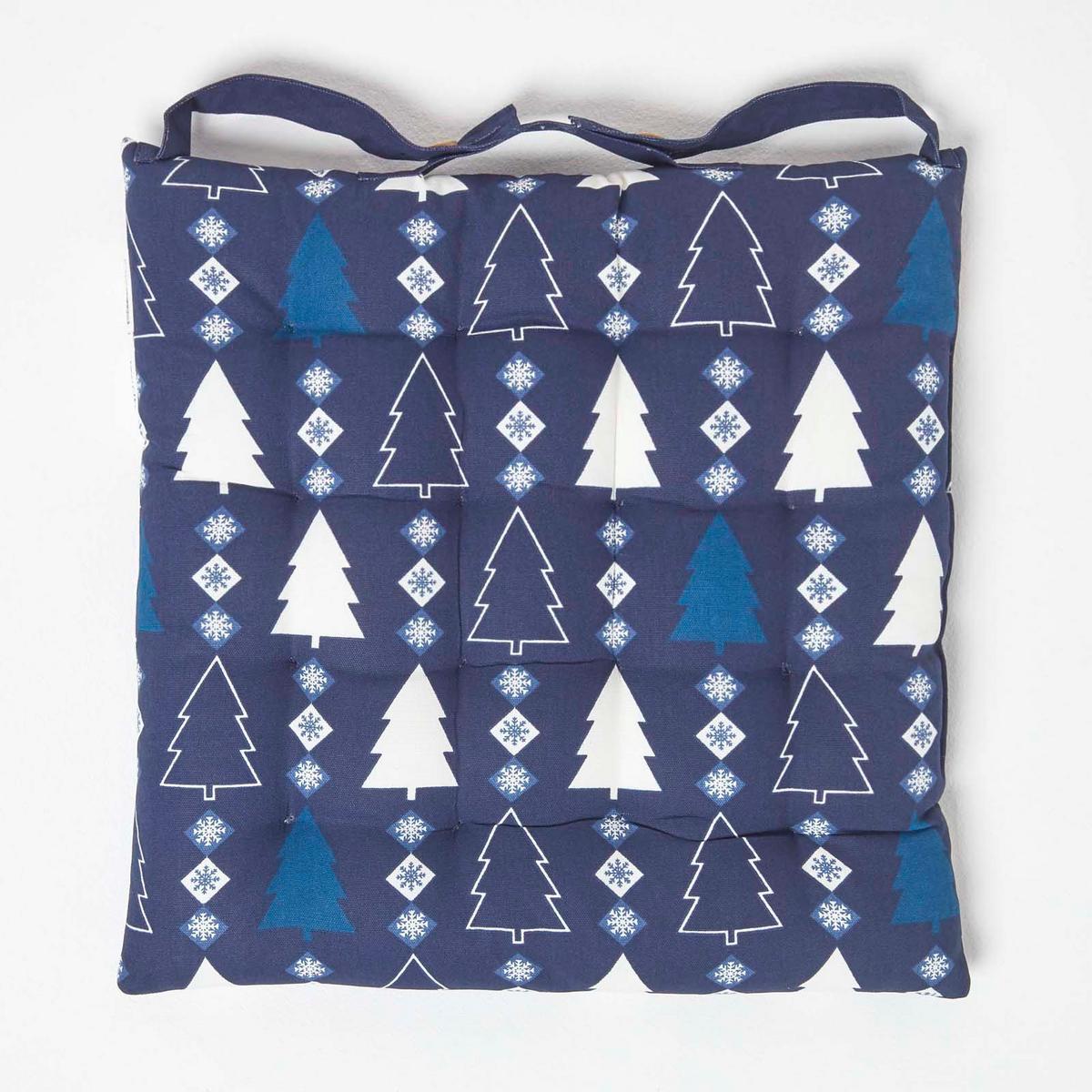 STUHLKISSEN Winterland, blau im 4er-Set 40/40/5 cm - Blau, Textil (40/40/5cm) - Homescapes