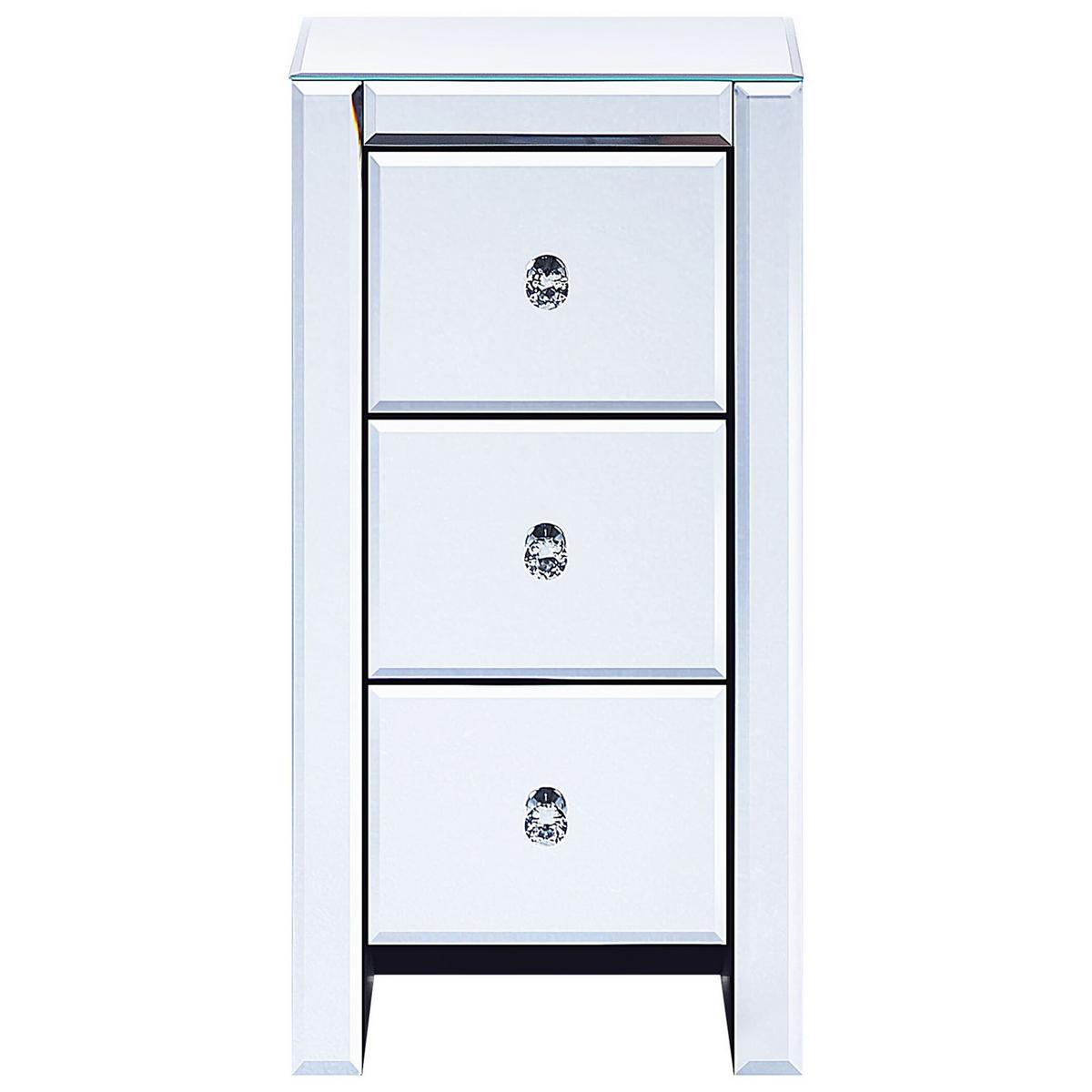 NACHTTISCH Spiegeleffekt 3 Schubladen Lorris - Silberfarben, Glas (45/60/35cm) - Beliani