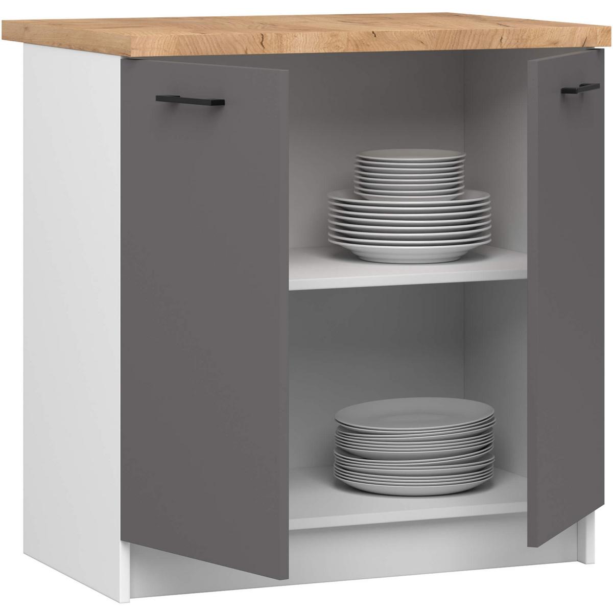 UNTERSCHRANK Weiß, Graphit Grau 85/80/46 - Weiß/Grau, Holzwerkstoff (80/85/46cm) - RAUMHIRSCH FURNITURE