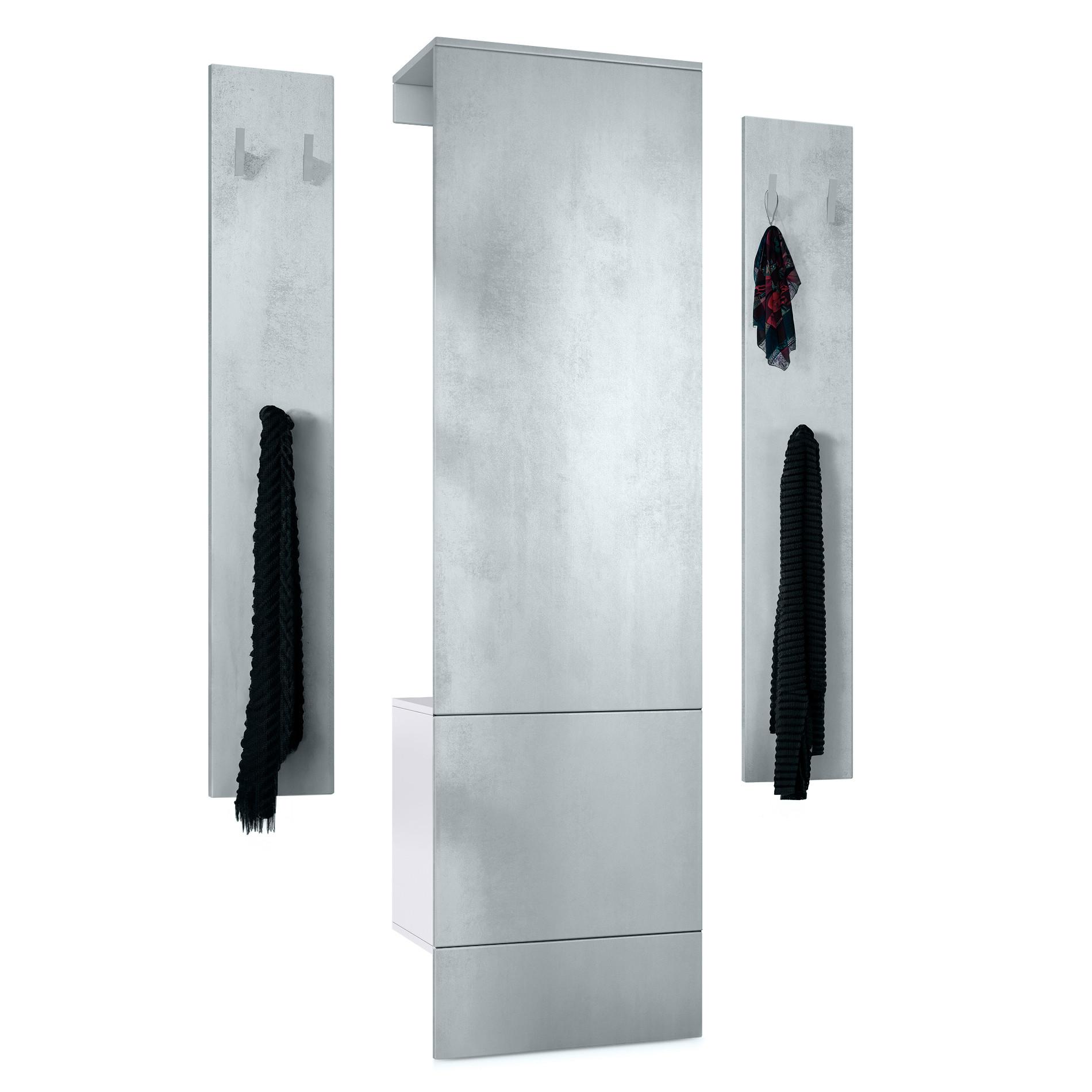 GARDEROBE Hollywood Beton Oxid Optik - Hellgrau, Holzwerkstoff (123/193/35cm) - Vladon