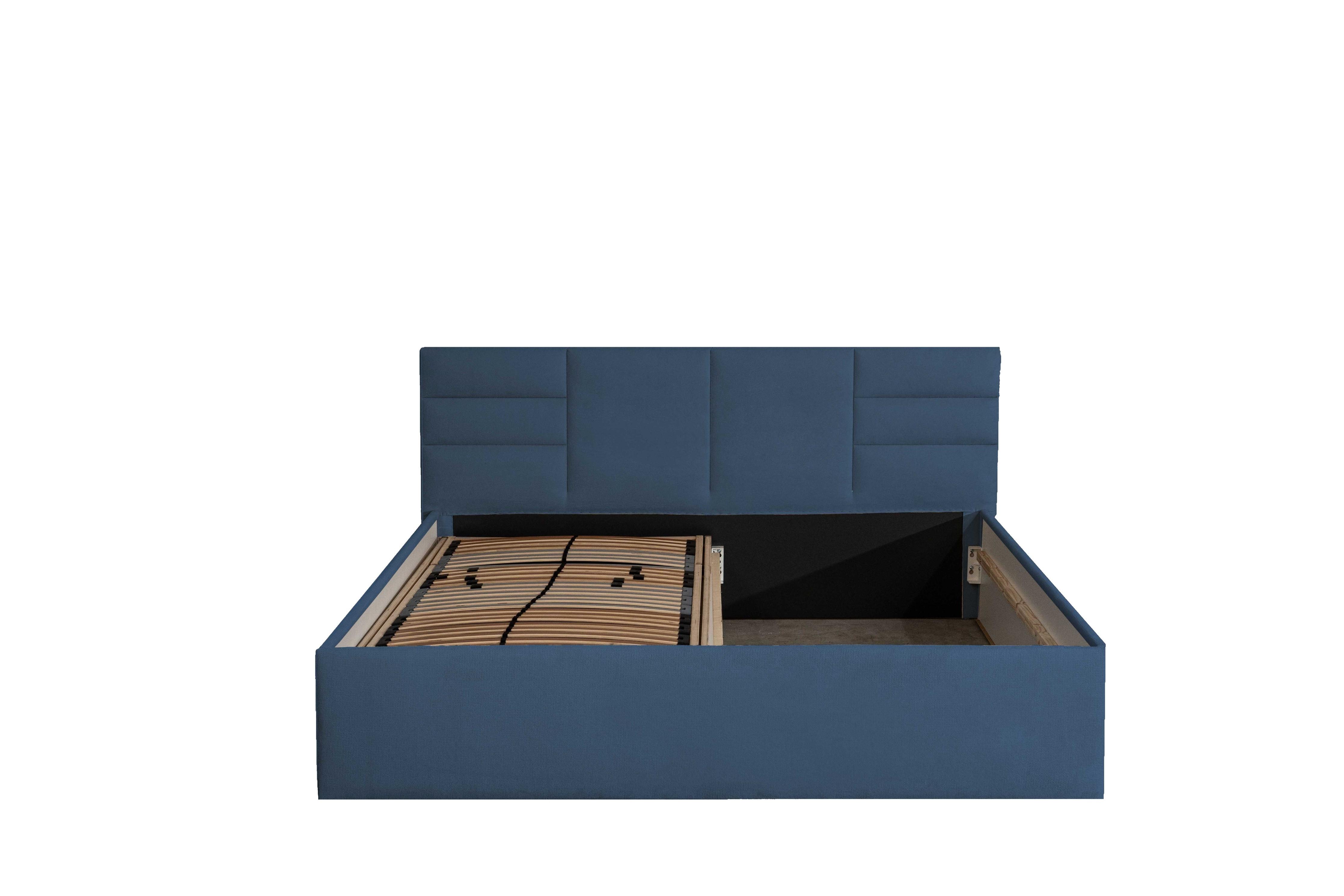 POLSTERBETT Madera Blau 180 x 200 x 40 cm Stauraum unter der Liegefläche Ohne Matratze und Lattenrost - Blau, Textil (180/200cm) - Halmon Schlafkomfort Betten 
