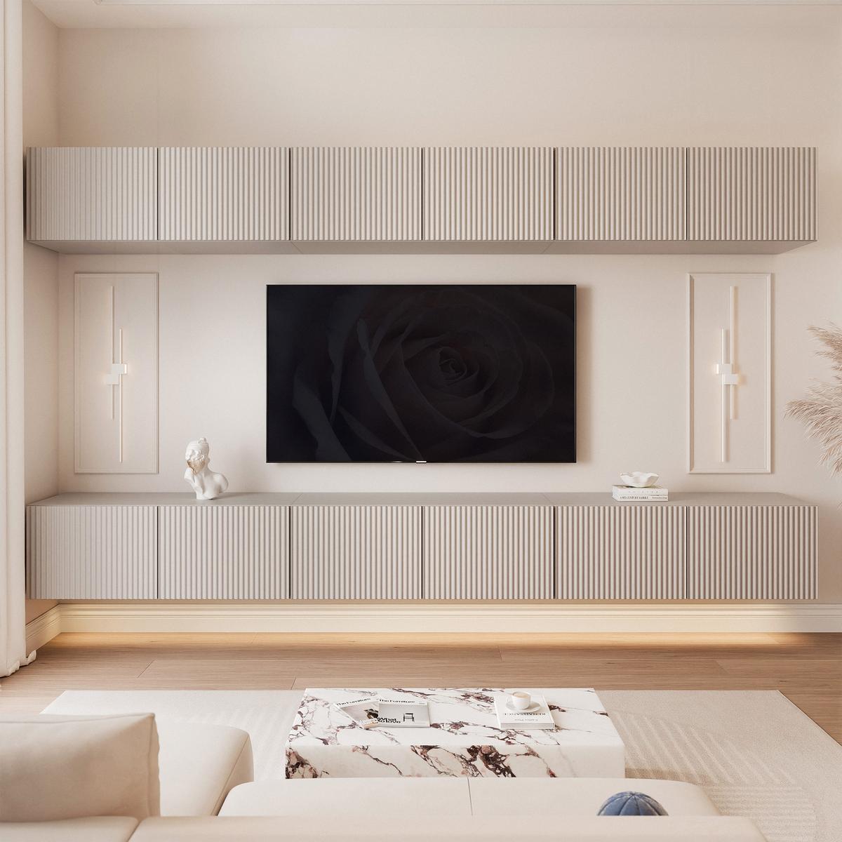 TV-LOWBOARD ANGEL VI mit LED-Beleuchtung, 300 cm Kaschmir - Kaschmir, Holzwerkstoff (300/36/40cm) - Idohome