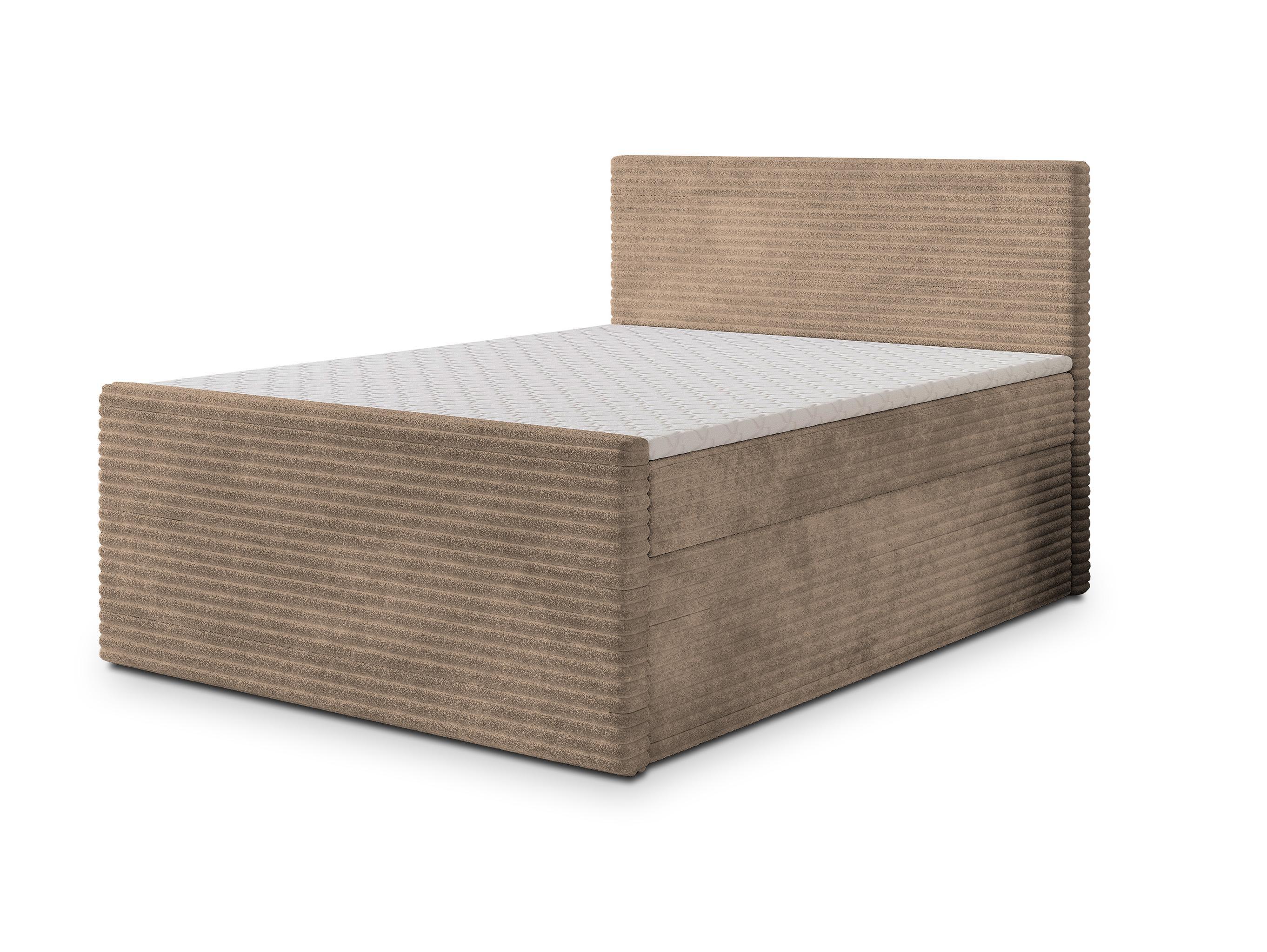 BOXBETT NOLEN 140x200 cm mit Matratze und Topper - Beige - Beige, Holz (140/200cm) - MASSENO