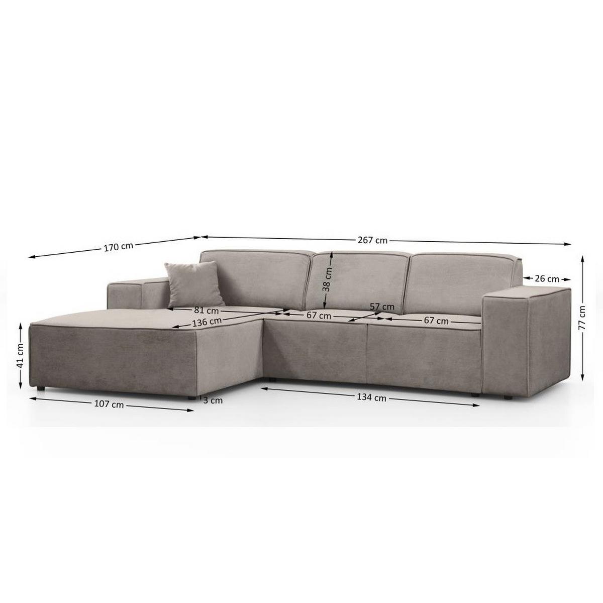 ECKSOFA ohne Schlaffunktion Pedro L cappuccino rechts - Schwarz/Cappuccino, Kunststoff/Textil (267/170cm) - Beautysofa