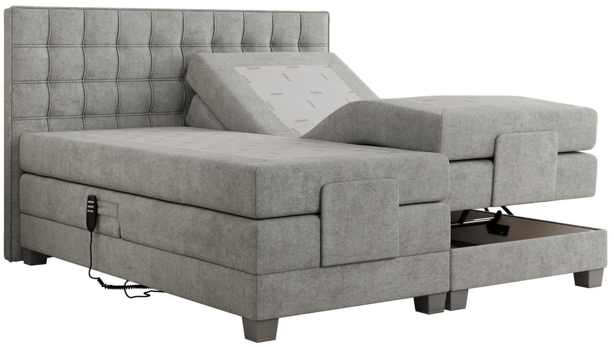 BOXBETT ELEKTRO 140/200 Hellgrau Struktur - H4 - Hellgrau, Holz/Textil (140/200cm) - MKS