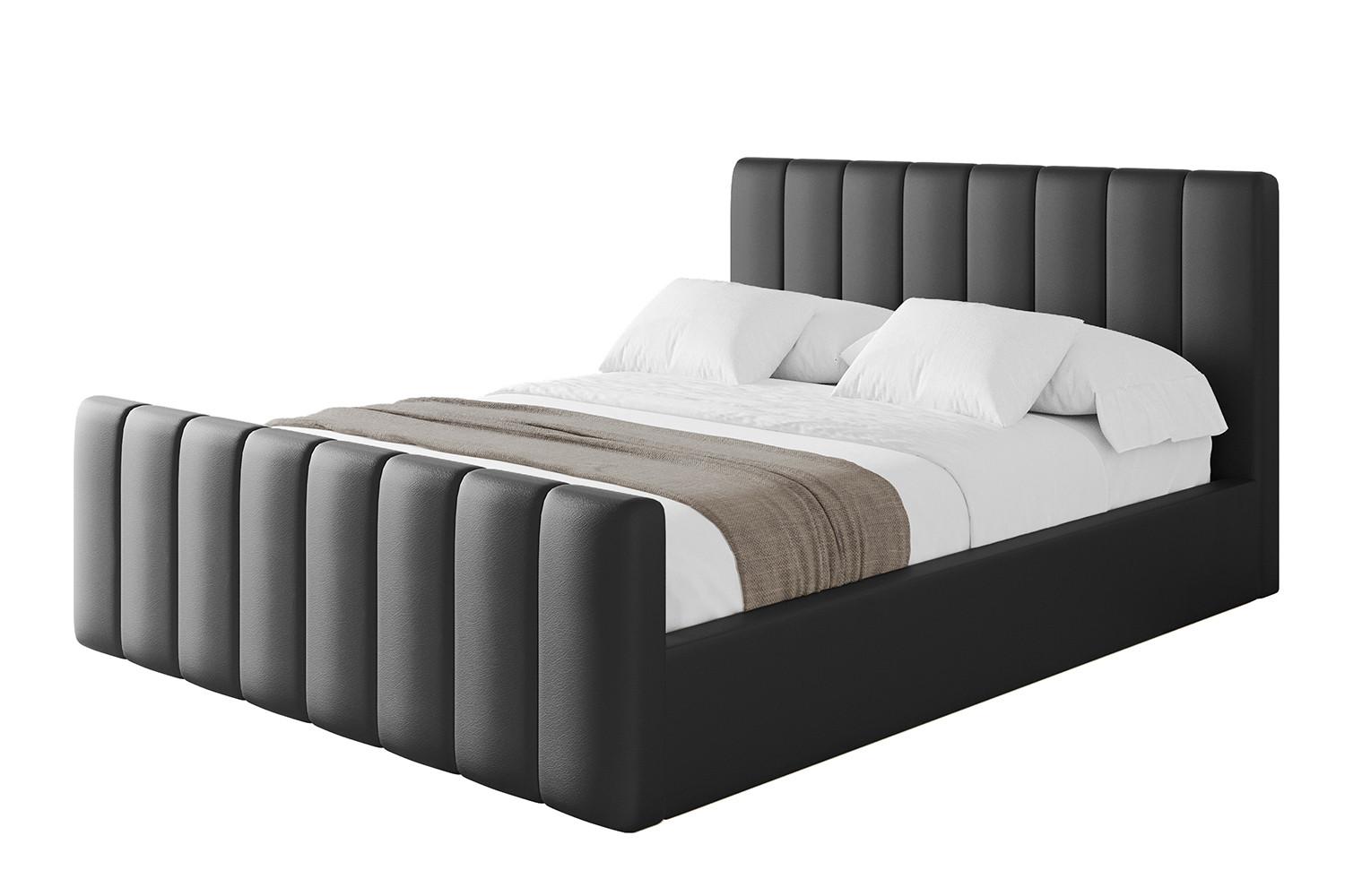 POLSTERBETT mit Bettkasten, Fußteil und Lattenrost, Boxbett ohne Matratze - STERA-Z 200x200 Schwarz Kunstleder - Schwarz Hochglanz, Holzwerkstoff/Textil (200/200cm) - ALTDECOR
