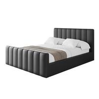 POLSTERBETT mit Bettkasten, Fußteil und Lattenrost, Boxbett mit Matratze H3/H4 - STERA-Z 160x200 Schwarz Kunstleder - Schwarz Hochglanz, Holzwerkstoff/Textil (160/200cm) - ALTDECOR