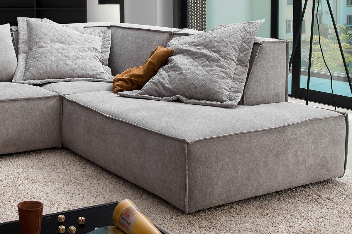 ECKSOFA SAMU Silber Webstoff - Silberfarben/Schwarz, Textil (226/224cm) - KAWOLA