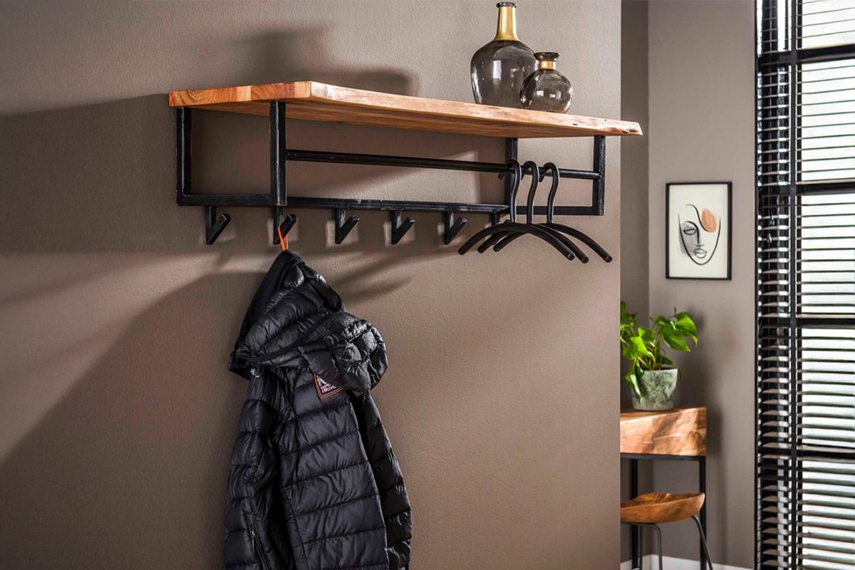 GARDEROBE NEREA Schwarz Akazie - Schwarz, Metall (100/27/33cm) - KAWOLA